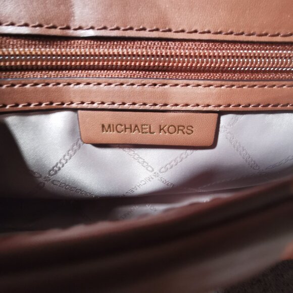 Cognac/Gold Quilted/Studded Leather Satchel/Crossbody NWOT #258 - Picture 10 of 13